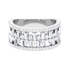 Designer Round and Baguette Cut Zircon Wedding Band