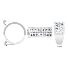 Designer Round and Baguette Cut Zircon Wedding Band