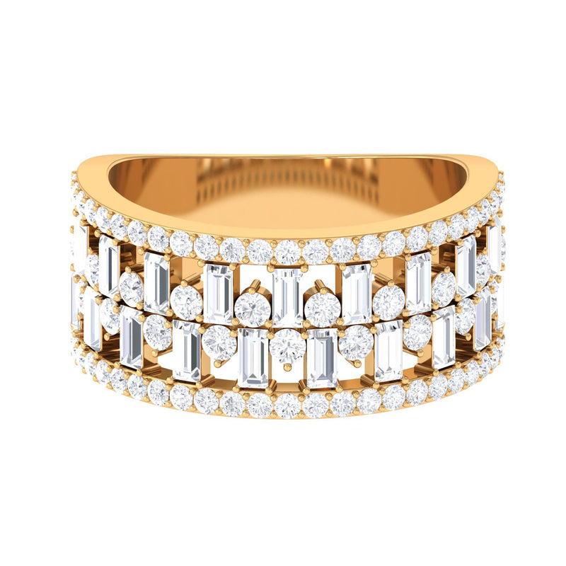 Designer Round and Baguette Cut Zircon Wedding Band