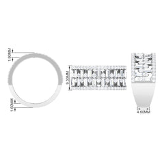 Designer Round and Baguette Cut Zircon Wedding Band