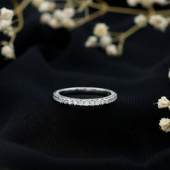 Certified Moissanite Simple Half Eternity Ring