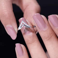 Certified Moissanite Chevron Enhancer Ring