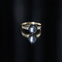 Handpicked Natural Black Pearl Solitaire Engagement Ring With Certificate