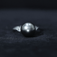 Round Tahitian Pearl Solitaire Engagement Ring with Moissanite