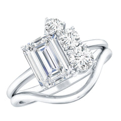 Emerald Cut Moissanite Engagement Ring with Enhancer