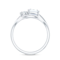 Emerald Cut Moissanite Engagement Ring with Enhancer