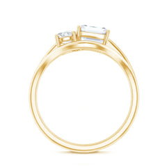 Emerald Cut Moissanite Engagement Ring with Enhancer
