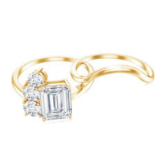 Emerald Cut Moissanite Engagement Ring with Enhancer