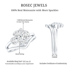 Round Moissanite Cluster Bridal Ring Set for Women