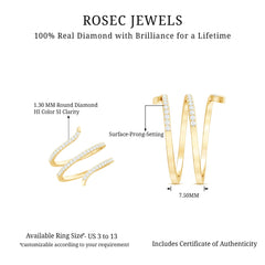 Certified Diamond Spiral Ring For Women