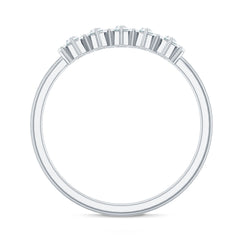 Baguette and Round Cut Moissanite Chevron Stackable Ring
