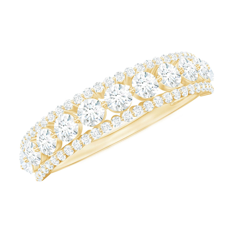 Round Shape Moissanite Half Eternity Wedding Band