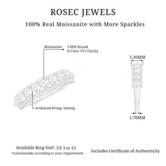 Round Shape Moissanite Half Eternity Wedding Band
