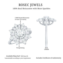 Certified Brilliant Cut Moissanite Cocktail Engagement Ring for Women