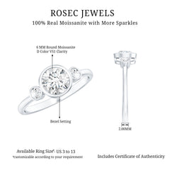 Bezel Set Moissanite Solitaire Engagement Ring
