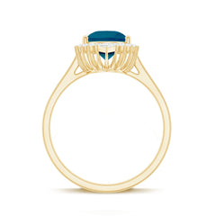 Pear Shaped London Blue Topaz and Diamond Statement Engagement Ring