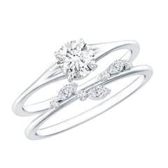 Certified Round Moissanite Modern Wedding Ring Set