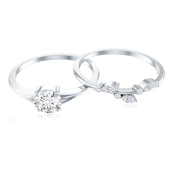 Certified Round Moissanite Modern Wedding Ring Set