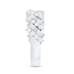 Certified Baguette and Round Moissanite Half Eternity Wedding Band