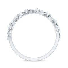 Certified Baguette and Round Moissanite Half Eternity Wedding Band