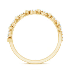 Certified Baguette and Round Moissanite Half Eternity Wedding Band