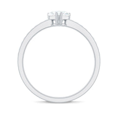 Solitaire Moissanite Heart Promise Ring with Side Stones