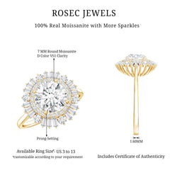 Certified Moissanite Double Halo Engagement Ring for Women