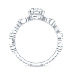 Certified Moissanite Engagement Ring with Ivy Scroll Shank