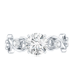 Certified Moissanite Engagement Ring with Ivy Scroll Shank