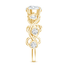 Certified Moissanite Engagement Ring with Ivy Scroll Shank
