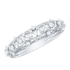 Womens Moissanite Filigree Eternity Band Ring