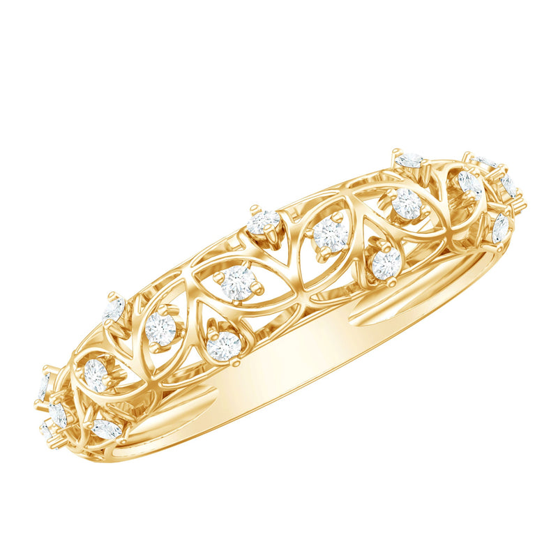 Womens Moissanite Filigree Eternity Band Ring