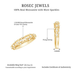 Womens Moissanite Filigree Eternity Band Ring