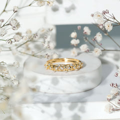 Womens Moissanite Filigree Eternity Band Ring