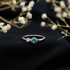 5mm Round London Blue Topaz Two Stone Promise Ring For Her