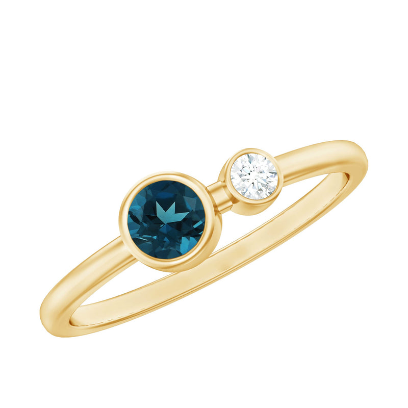 5mm Round London Blue Topaz Two Stone Promise Ring For Her
