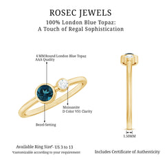 5mm Round London Blue Topaz Two Stone Promise Ring For Her