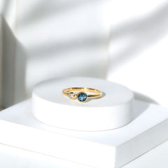 5mm Round London Blue Topaz Two Stone Promise Ring For Her