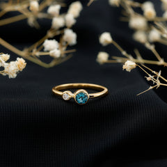 5mm Round London Blue Topaz Two Stone Promise Ring For Her