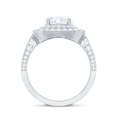 8mm Round Shape Moissanite Double Halo Statement Ring