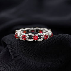 1.75 CT Lab Created Ruby Full Eternity Ring with Diamond