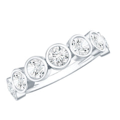 2.2 Carat Round Moissanite Half Eternity Ring in Bezel Setting