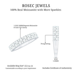 Baguette and Round Certified Moissanite Half Eternity Band Ring