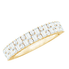 Baguette and Round Certified Moissanite Half Eternity Band Ring