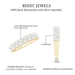 Baguette and Round Certified Moissanite Half Eternity Band Ring
