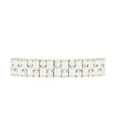 Baguette and Round Certified Moissanite Half Eternity Band Ring