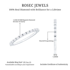 Baguette Cut Diamond Stackable Ring in Shared Prong Setting