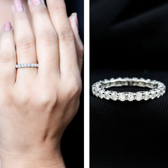 1.50 CT Certified Zircon Gold Full Eternity Ring