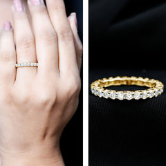 1.50 CT Certified Zircon Gold Full Eternity Ring