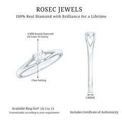 Certified Diamond Solitaire Ring in Claw Setting